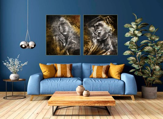 Quadro Decorativo Mulher Tela Canvas com Moldura 100x120 cm