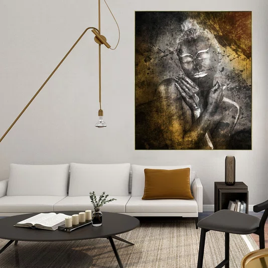 Quadro Decorativo Mulher Tela Canvas com Moldura 100x120 cm