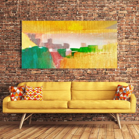 Quadro Decorativo Multicolorido Tela Abstrata V - 120x60cm