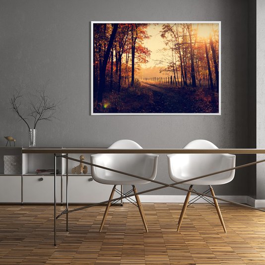 Quadro Decorativo Paisagem Campo Rua Ladeada de Árvores 140x100cm