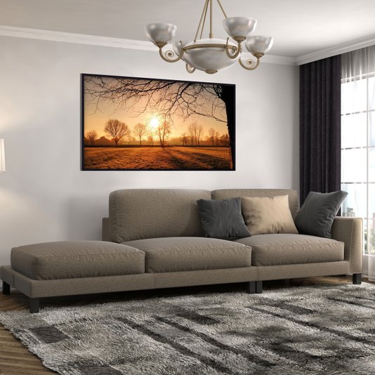 Quadro Decorativo Nascer do Sol no Campo Moldura Preta Escolha o Tamanho