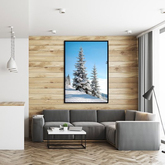 Quadro Decorativo Paisagem de Inverno Árvores 80x120cm