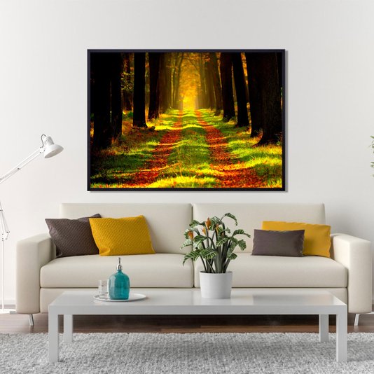 Quadro Decorativo Paisagem Estrada Ladeada de Árvores 140x100cm