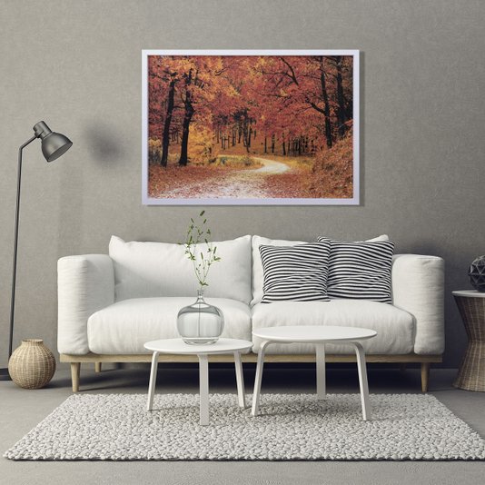 Quadro Decorativo Paisagem II Rua Ladeada de Árvores 100x70cm