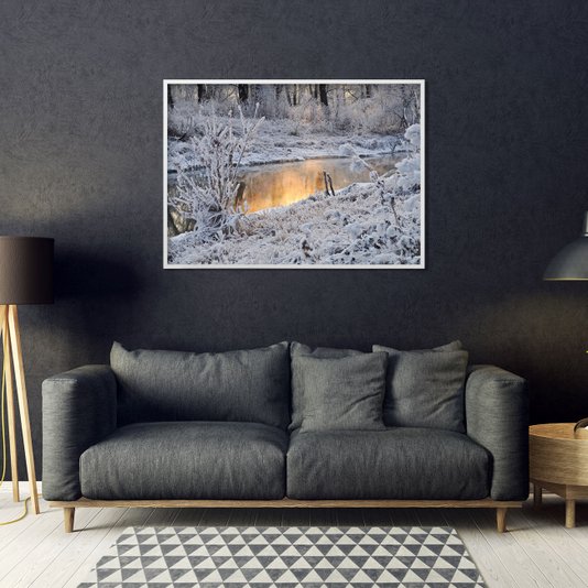 Quadro Decorativo Paisagem Inverno Floresta Branca 140x100cm