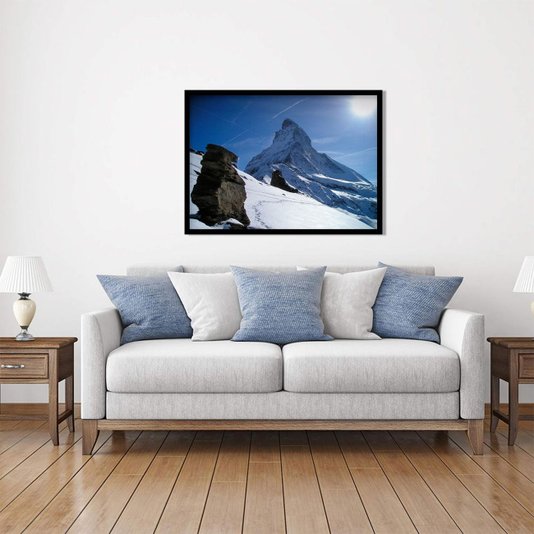 Quadro Decorativo Paisagem Montanha com Neve e Pedras 70x50cm
