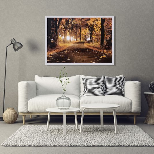 Quadro Decorativo Paisagem Rua Ladeada de Árvores 100x70cm