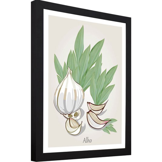 Quadro Decorativo para Cozinha Cabeça de Alho 30x40cm