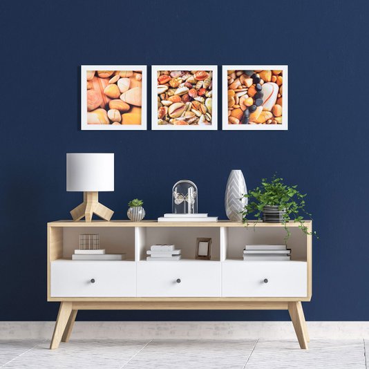 Quadro Decorativo Pedras de Praia 30x30cm