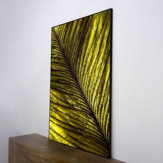 Quadro Decorativo Pena Verde 80x120 Moldura Preta