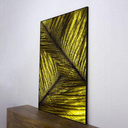Quadro Decorativo Pena Verde com Moldura Preta 80x120