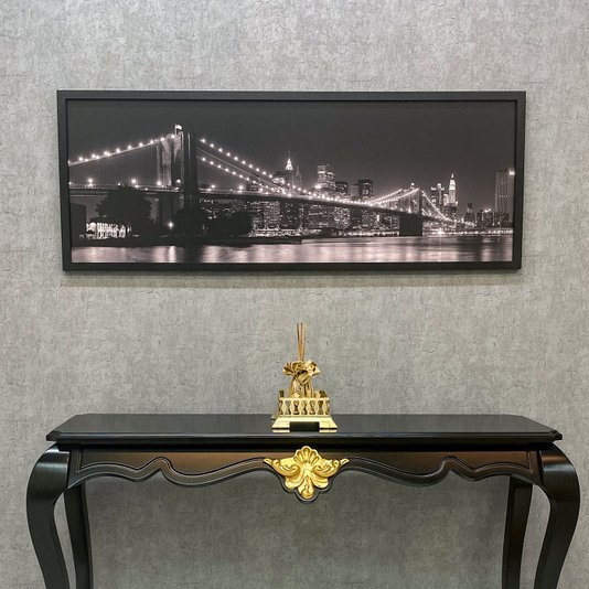 Quadro Decorativo Ponte Brooklyn Nova York a Noite em Preto e Branco
