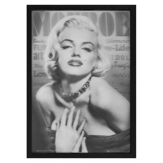 Quadro Decorativo Poster 3D Marilyn Monroe com Colar de Brilhantes 50x70cm