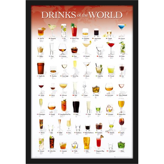 Quadro Decorativo Poster Bebidas do Mundo Drinks of the World 60x90cm