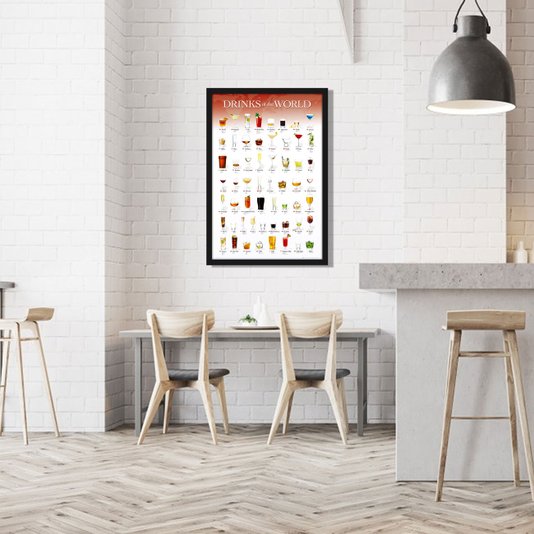 Quadro Decorativo Poster Bebidas do Mundo Drinks of the World 60x90cm