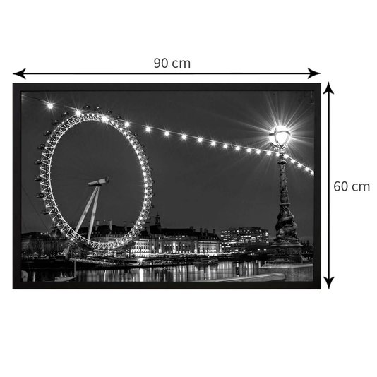 Quadro Imagem com Moldura e Vidro Roda Gigante Londres 90x60cm