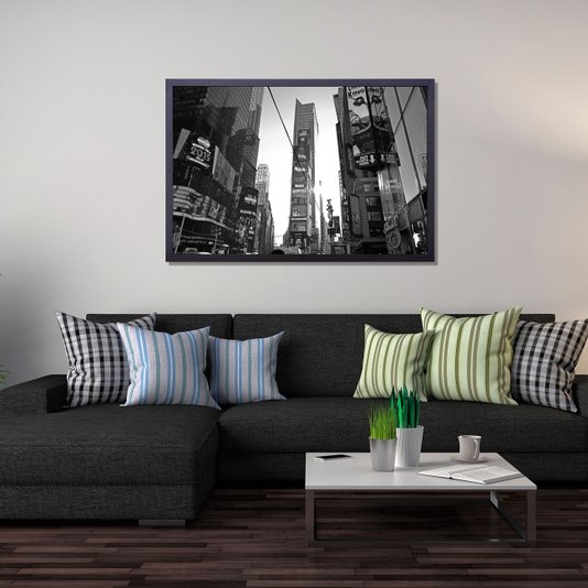 Quadro Decorativo com Moldura e Vidro Times Square New York 90x60cm