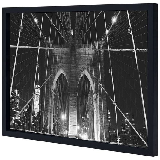 Quadro Decorativo Imagem Emoldurada com Vidro Ponte do Brooklyn 90x60cm
