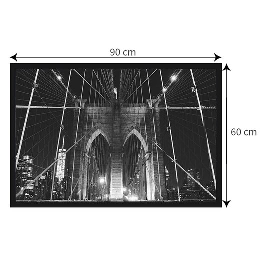 Quadro Decorativo Imagem Emoldurada com Vidro Ponte do Brooklyn 90x60cm