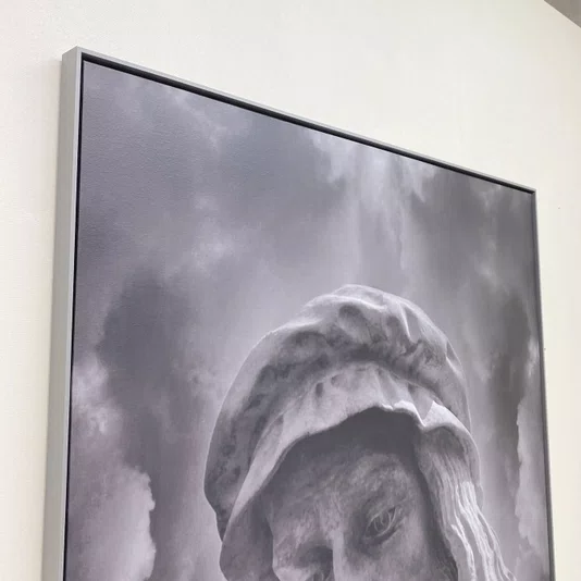 Quadro Decorativo Retrato da Escultura Leonardo da Vinci Tons Neutros 120x210 cm