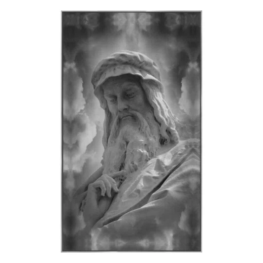 Quadro Decorativo Retrato da Escultura Leonardo da Vinci Tons Neutros 120x210 cm
