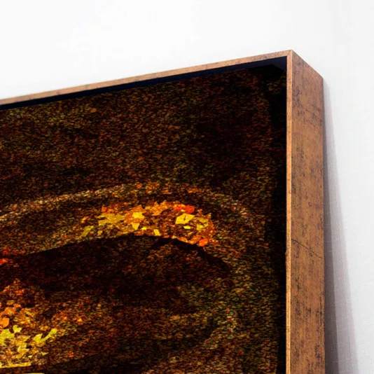Quadro Decorativo Rosto de Buda Dourado Envelhecido Meditação e Serenidade 120x120 cm
