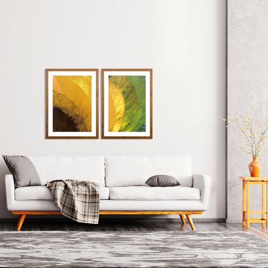 Quadro Decorativo Rústico Arte Floral em Tons Amarelos 50x70 cm
