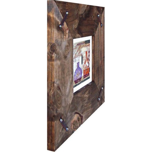 Quadro Decorativo Rústico com Tachas de Metal Vasos 40x40cm