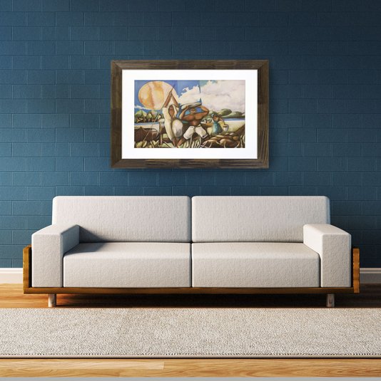 Quadro Decorativo Rústico Figurativo Pescadores 100x80cm