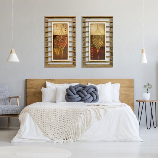 Quadro Decorativo Rústico Folhas Minimalistas 40x70cm