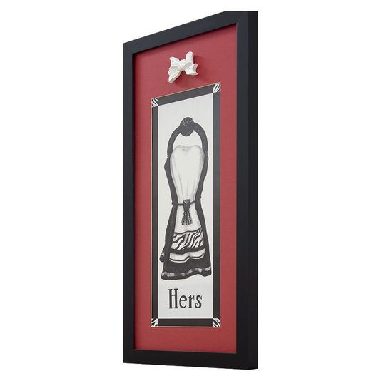 Quadro Decorativo Toalha de Rosto Dela Hers com Aplique Laço 35x70cm