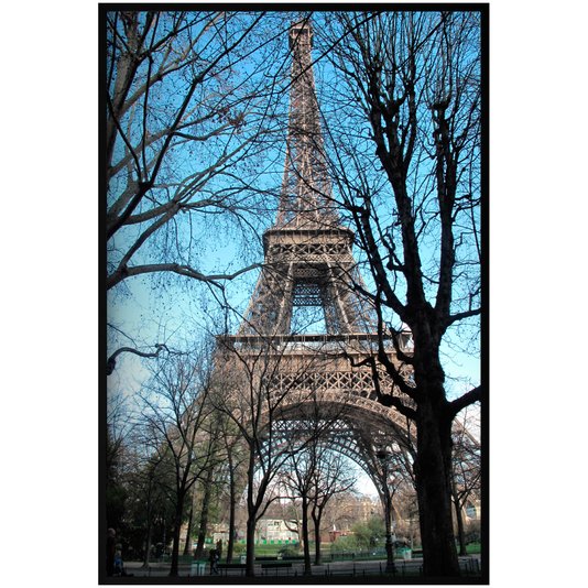 Quadro Decorativo Torre Eiffel Atrás das Árvores ao Fim do Inverno 100x140cm