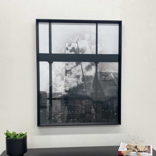 Quadro Decorativo Urbano Preto e Branco com Moldura Chanfrada - Escolha o Tamanho