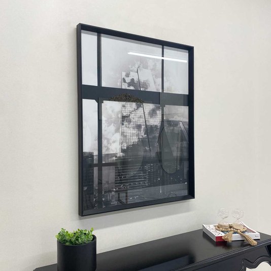 Quadro Decorativo Urbano Preto e Branco com Moldura Chanfrada - Escolha o Tamanho