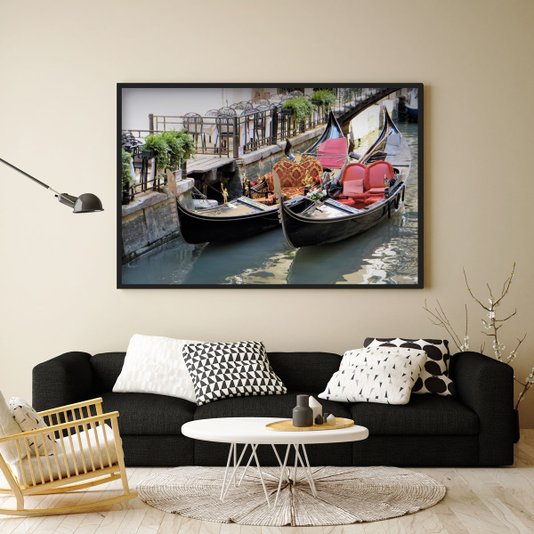 Quadro Decorativo Veneza Barcos 140x100cm