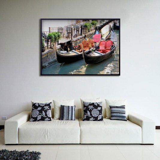 Quadro Decorativo Veneza Barcos Gôndolas 100x70cm