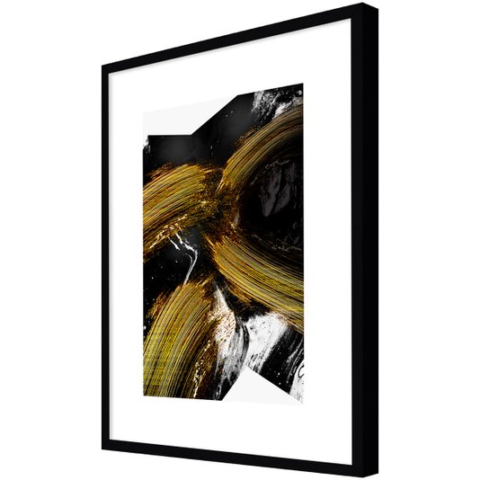 Quadro Desenho Abstrato Decor Preto e Dourado 90x120cm