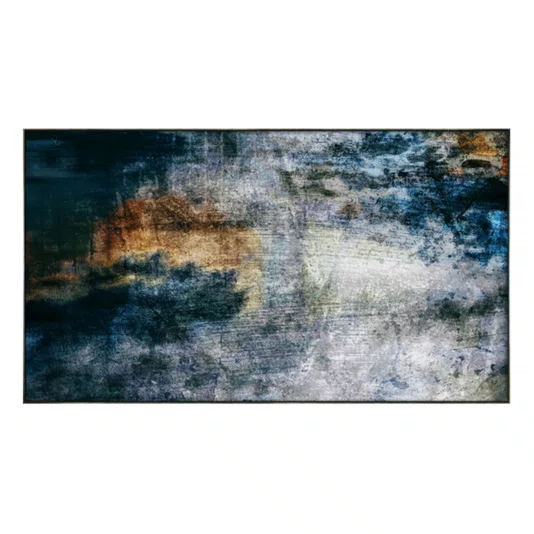 Quadro em Canvas Abstrato com Moldura Prata Envelhecida Elegante 160x90 cm