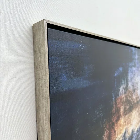 Quadro em Canvas Abstrato com Moldura Prata Envelhecida Elegante 160x90 cm