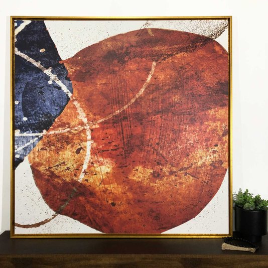 Quadro em Canvas com Moldura Dourada Arte Abstrata Colorida - Decoração Inspiradora