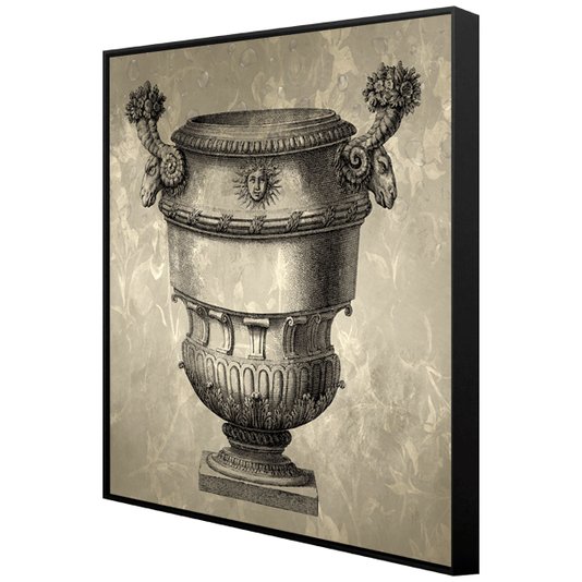 Quadro em Canvas com Moldura Preta - Arte Ânfora Grega: Elegância Clássica para sua Decoração
