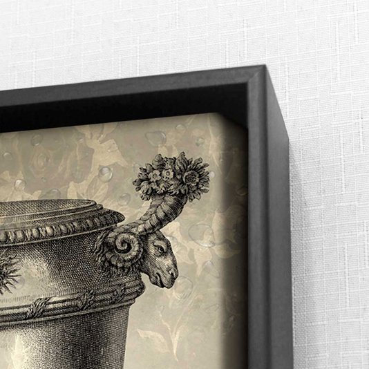 Quadro em Canvas com Moldura Preta - Arte Ânfora Grega: Elegância Clássica para sua Decoração