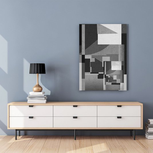Quadro em Canvas Tela Decorativa Abstrata em Preto e Branco Arte Moderna 50x70cm