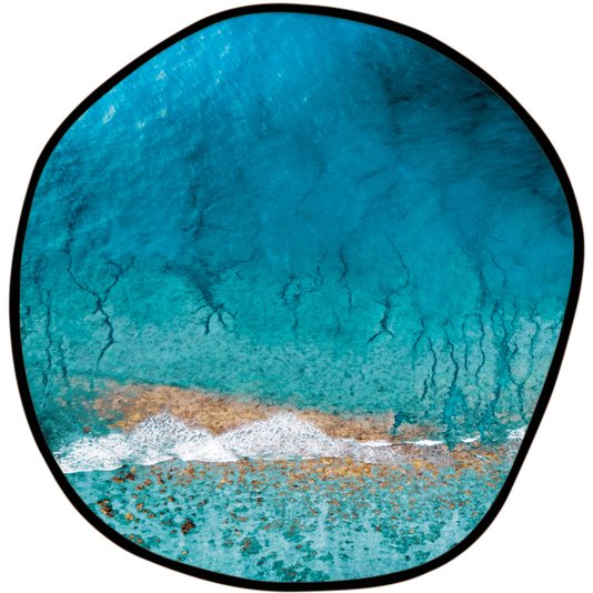 Quadro em MDF Preto de Águas Cristalinas do Mar em  Formato Orgânico