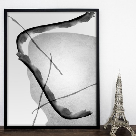 Quadro Moderno em Preto e Branco Desenho Abstrato - Escolha o Tamanho