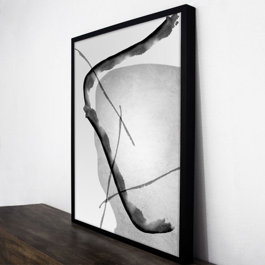 Quadro Moderno em Preto e Branco Desenho Abstrato - Escolha o Tamanho