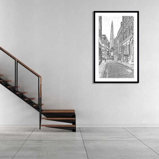 Quadro em Preto e Branco Fotocópia Shard London Bridge 60x100 cm