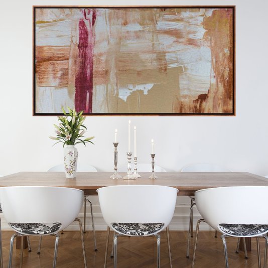 Quadro em Tela Canvas Abstrata com Moldura Cor Mel 160x90cm