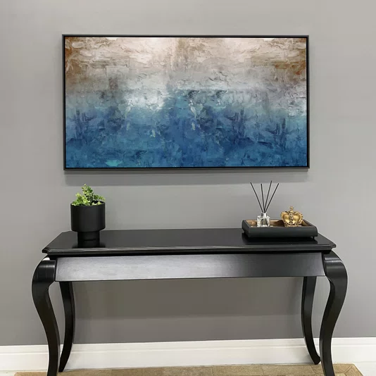 Quadro em Tela Canvas Abstrata Moderna com Moldura Preta Arte Contemporânea