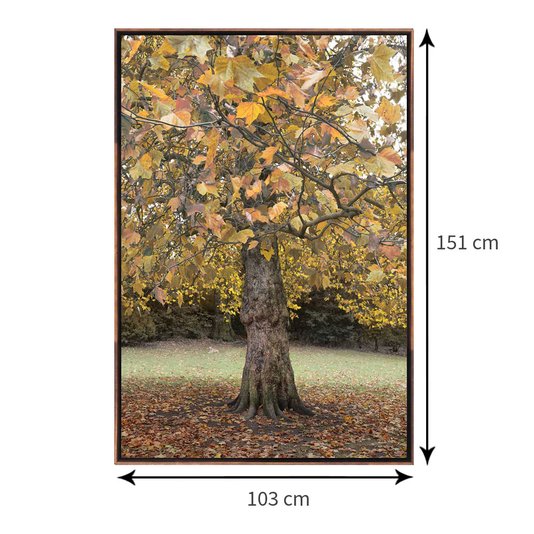 Tamanho exato do quadro com moldura flutuante: 103x151 cm.